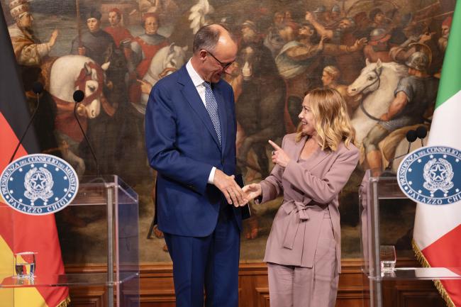Giorgia Meloni e Friedrich Merz durante un incontro a Palazzo Chigi - 2026